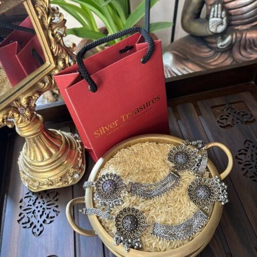 Oxidised dual tone bridal payal