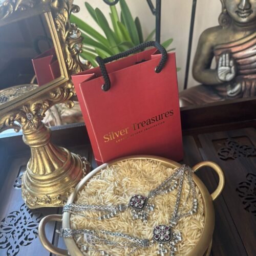 Oxidised pink and white stone elegant payal